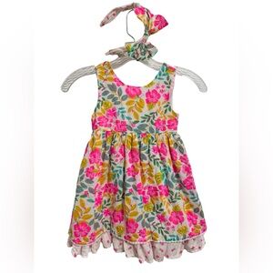 🌺2 Pc Catherine Malandrino Floral Dress+Headband Girls Sz 4 Spring Summer Outfit
